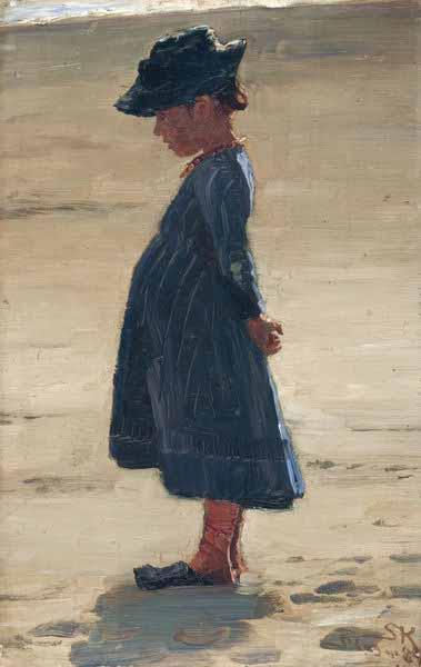 Peder Severin Kroyer Little girl standing on Skagen's southern Beach China oil painting art